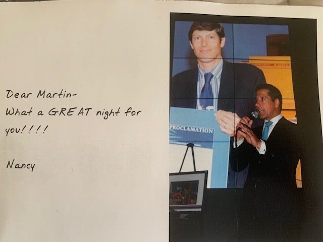 Superintendent Carvalho speaking at a silent auction gala where I was the honoree.