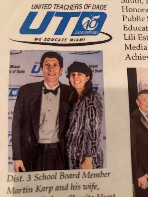 Receiving an invitation from the United Teachers of Dade and attending one of many events for teachers.